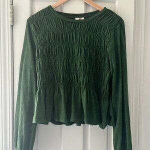 Pilcro Long-Sleeve Smocked Top